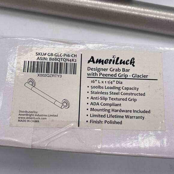 Ameriluck 16" Designer Grab Bar W/ Peened Grip Glacier NEW Open Box - Picture 4 of 6